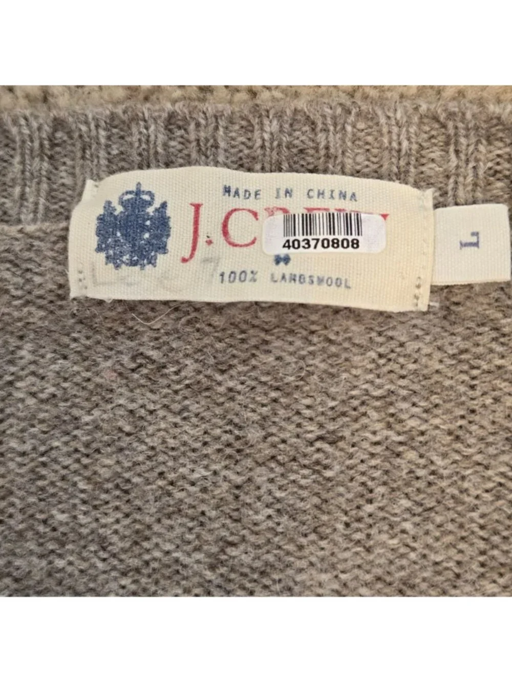 Vintage Men's J. Crew Lambswool Raglan Heather Brown Crew Sweater Size Large
